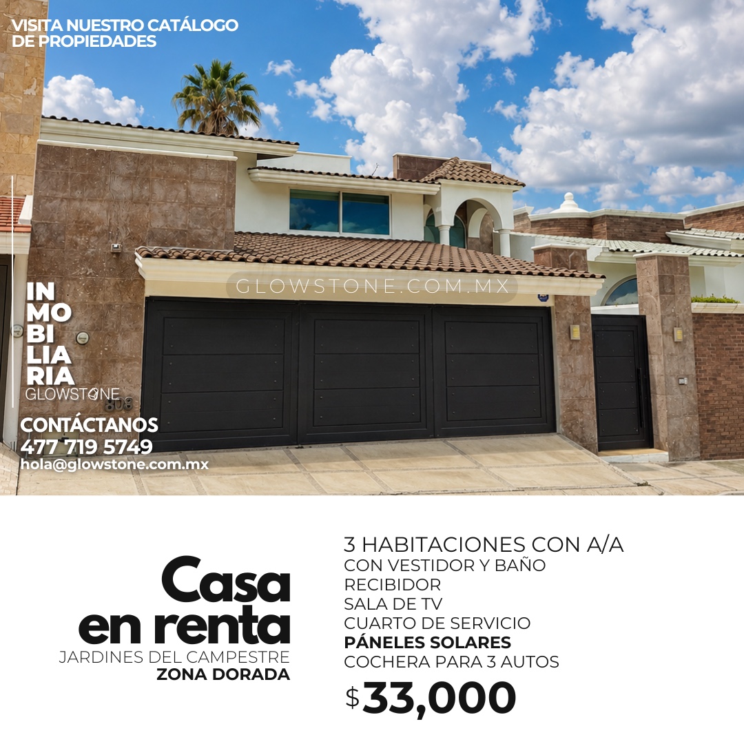 Casa en Renta en Jardines del Campestre, León – Exclusiva, 3 Recámaras
